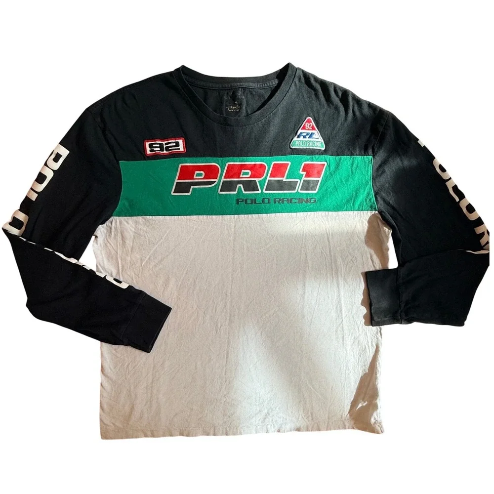 Polo Ralph Lauren Racing PRL1 Alpine Skiing Shirt Mens Large Colorblock Black 92